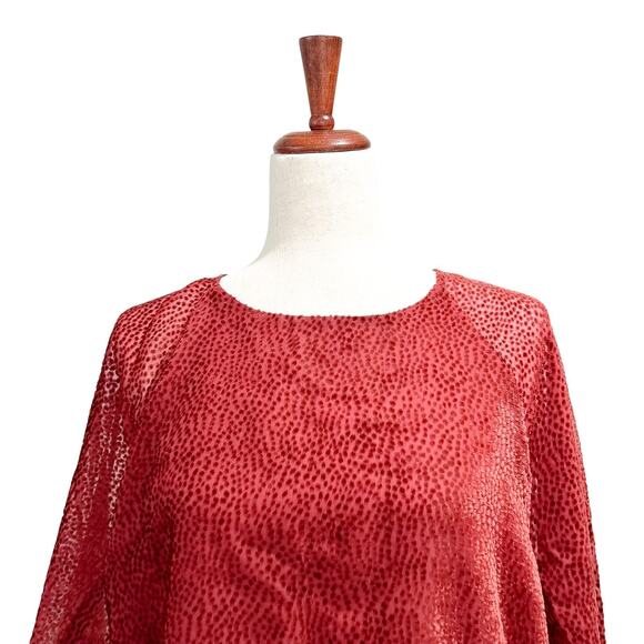 Jigsaw Top Women Size 10‎ Red Tufted Velvet Dots Dressy Layered Blouse (15) - Picture 10 of 11